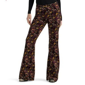 Wrangler High Rise Fierce Flare Corduroy Bell Bottoms Size 6 Paisley 28x32 READ